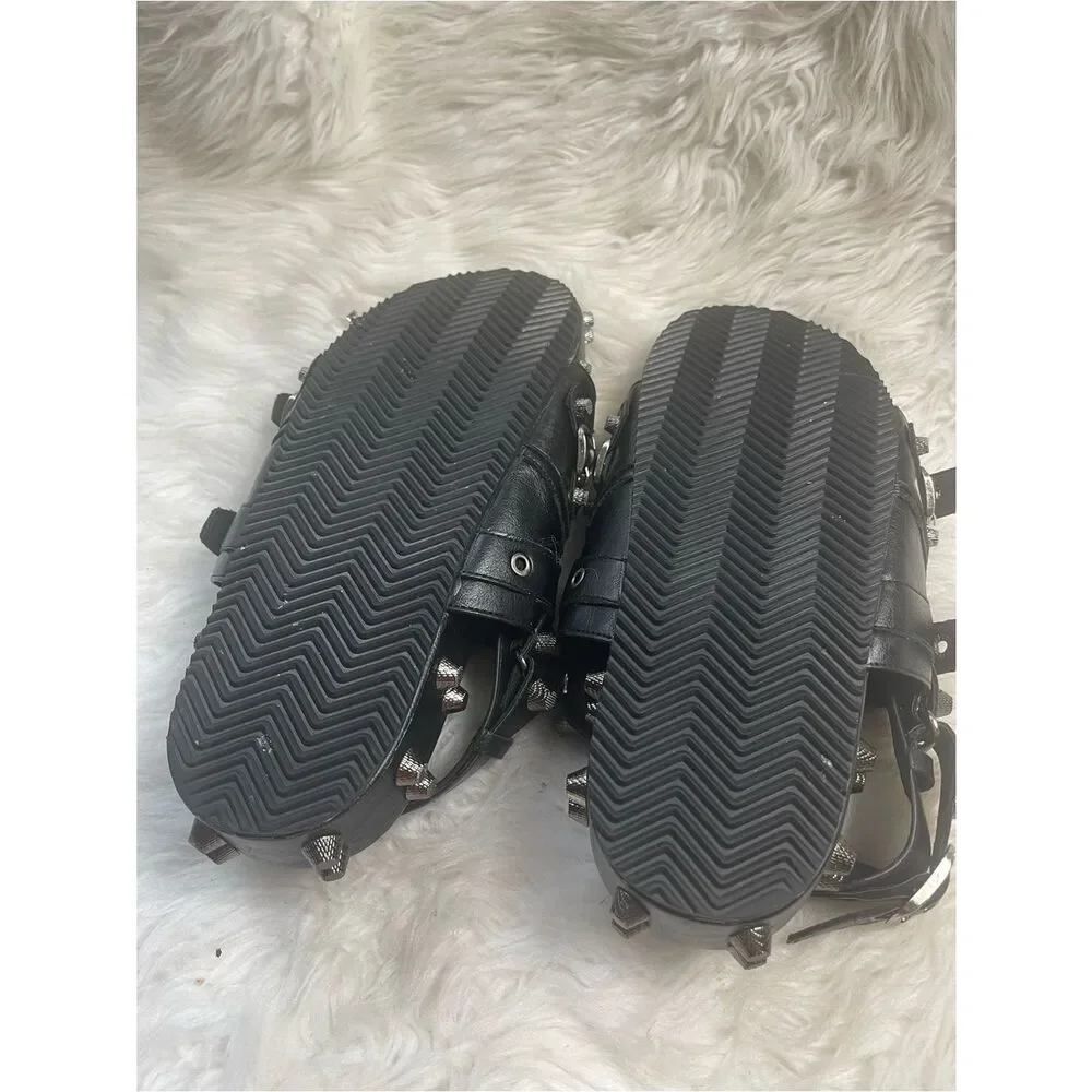 Vesta synthetic Black Studded Buckle Platform Sandals.Goth style SZ11.5